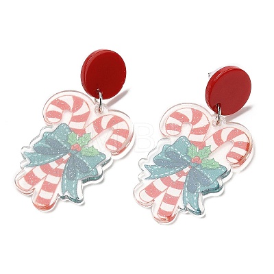 Christmas Acrylic Dangle Stud Earrings with 304 Stainless Steel Pin for Women EJEW-D060-01A-1