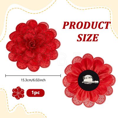 Polyester Flower Brooches JEWB-WH0020-130B-1