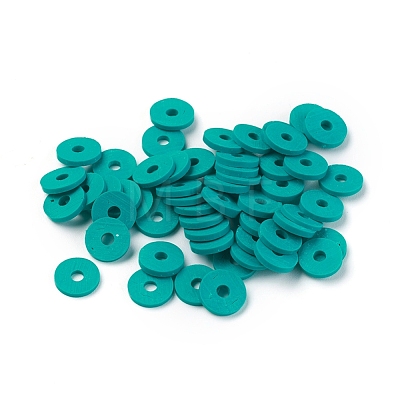 Flat Round Handmade Polymer Clay Beads CLAY-R067-8.0mm-07-1