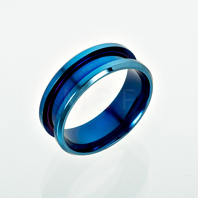 201 Stainless Steel Grooved Finger Ring Settings MAK-WH0007-16L-C-1