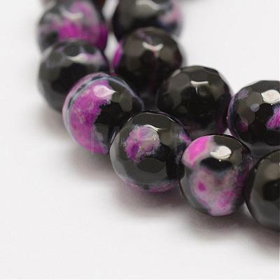 Faceted Natural Fire Crackle Agate Beads Strands G-F447-8mm-A10-1