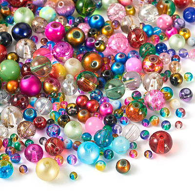 Round Spray Painted Glass Beads DGLA-TA0001-15-1