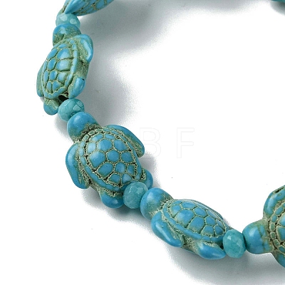 Synthetic Turquoise Beaded Stretch Bracelets for Women BJEW-JB13597-03-1
