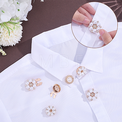 6Pcs 3 Styles Flat Round & Flower Alloy Resin Cufflinks FIND-ME0004-45-1