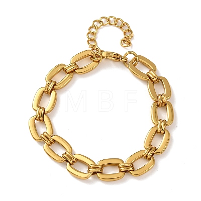 304 Stainless Steel Rectangle Link Chain Bracelets for Women BJEW-F536-18G-1