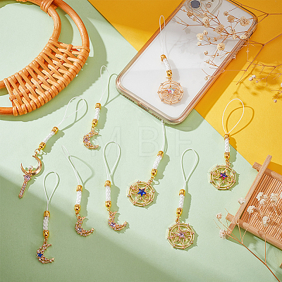 1 Set Alloy Rhinestone Cell Phone Charms Chain HJEW-BC0001-33-1