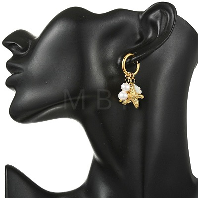 Natural White Shell and 304 Stainless Steel Dangle Earrings EJEW-JE07111-1