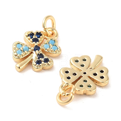 Clover Brass Micro Pave Cubic Zirconia Charms KK-B102-04G-1