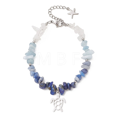 Natural Mixed Gemstone Chip Beaded Bracelest BJEW-JB12976-01-1