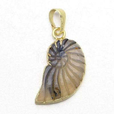 Natural Agate Crystal Electroplate Conch Pendants G-F168-14-1