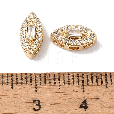 Brass Micro Pave Clear Cubic Zirconia Beads KK-G503-23G-1
