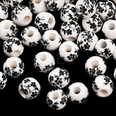 Handmade Printed Porcelain Beads X1-PORC-Q201-6mm-5-1