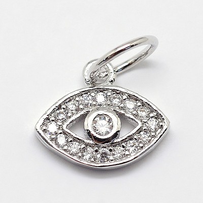 CZ Brass Micro Pave Cubic Zirconia Evil Eye Charms ZIRC-L018-10P-1