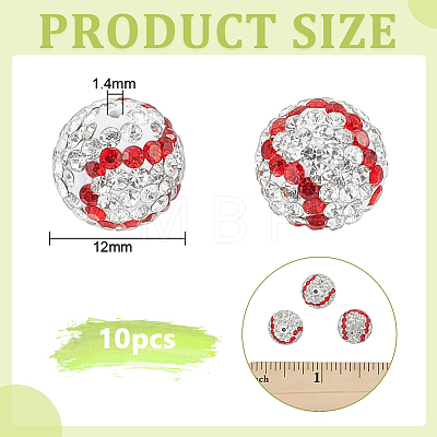 10Pcs Handmade Polymer Clay Rhinestone Beads CLAY-OC0001-13-1