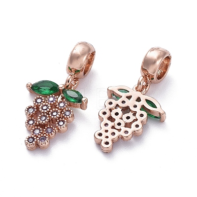 Brass Micro Pave Cubic Zirconia European Dangle Charms X-ZIRC-F074-05RG-1