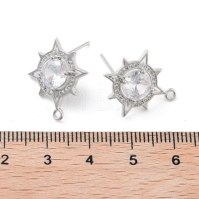 Brass Micro Pave Cubic Zirconia Stud Earring Findings KK-E107-09P-1