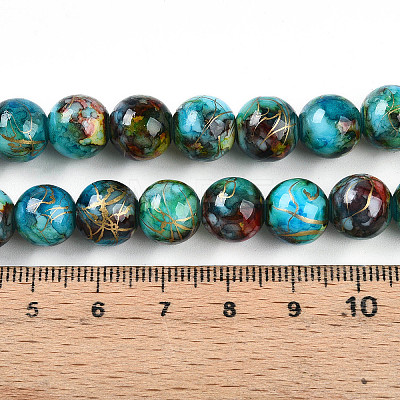 Baking Painted Glass Beads Strands DGLA-N003-10mm-B08-1