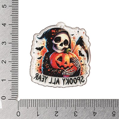 Halloween Theme Opaque Printed Acrylic Pendants SACR-S034-05B-1