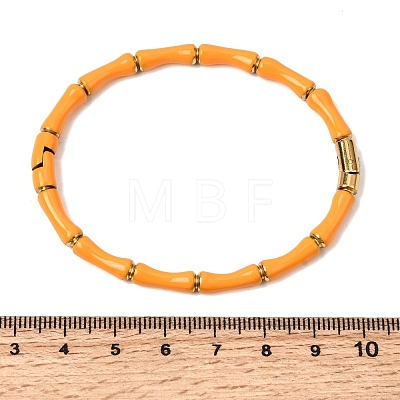 304 Stainless Steel Enamel Hinged Bangles for Women BJEW-D408-42G-1