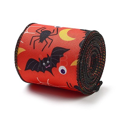 5 Yards Halloween Printed Polyester Wired Ribbon OCOR-K009-02A-1