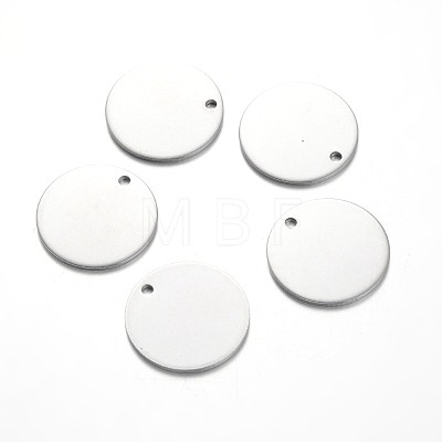 Tarnish Resistant Flat Round Stainless Steel Blank Stapmping Tag Pendants STAS-L166-08-1