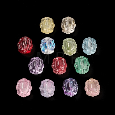 Spray Painted Transparent Glass Beads GLAA-D006-17-1