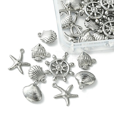 60Pcs 5 Styles Stainless Steel Charms STAS-FS0001-46-1