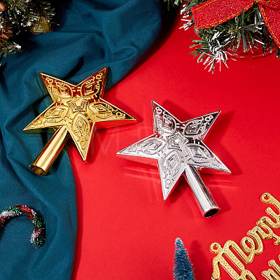 2Pcs 2 Colors Plastic Christmas Treetop Star Ornament AJEW-TA0003-49-1