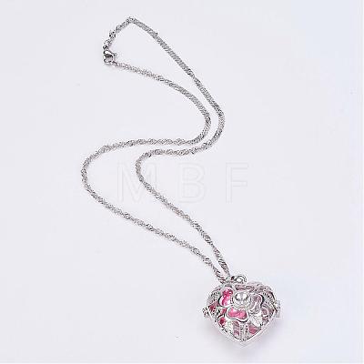 Brass Prayer Box Pendant Necklaces NJEW-JN01862-1