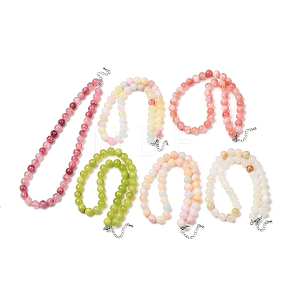 10MM Dyed Natural Green Jade Round Beaded Necklaces GG-CBAA808-04P-D-1
