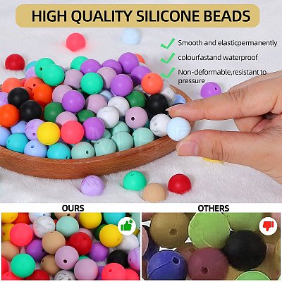 80Pcs Round Silicone Focal Beads SIL-SZ0001-24-30-1