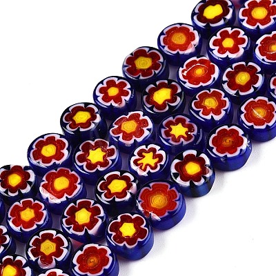 Handmade Millefiori Glass Beads Strands LAMP-N024-21-1