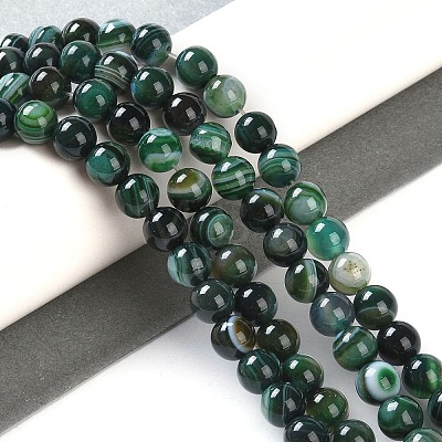 Natural Striped Agate/Banded Agate Beads Strands G-Z060-A01-A19-1