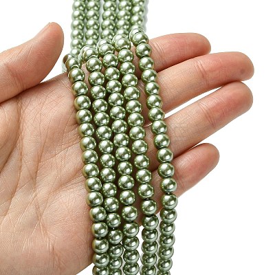 Eco-Friendly Dyed Glass Pearl Beads Strands HY-A008-6mm-RB055-1