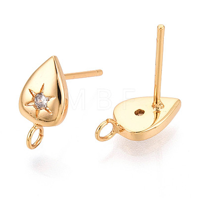 Brass Micro Pave Clear Cubic Zirconia Stud Earring Findings MAK-T011-11G-02-1