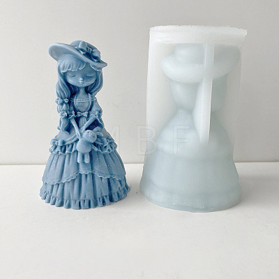 DIY 3D Girl with Animal Figurine Silicone Molds DIY-G081-01A-1
