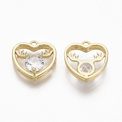 Brass Micro Pave Cubic Zirconia Charms KK-R132-012C-NF-1