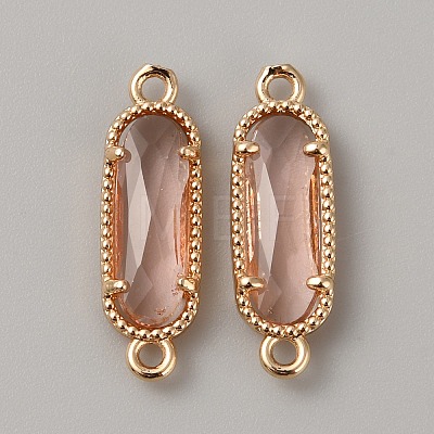 Golden Plated Brass Pave Glass Connector Charms FIND-WH0110-728G-05-1