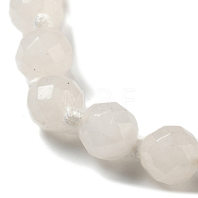 8mm Faceted Round Natural White Jade Beaded Necklaces NJEW-F327-01A-06-1