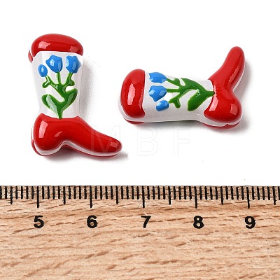 Boot Baking Paint Glass Enamel  Beads LAMP-C020-02O-1