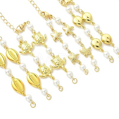 4Pcs 4 Styles Ocean Sea Animals 304 Stainless Steel Link Chain Bracelet Making AJEW-JB01627-1