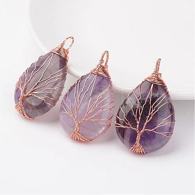 Natural Amethyst Pendants G-K122-09RG-1