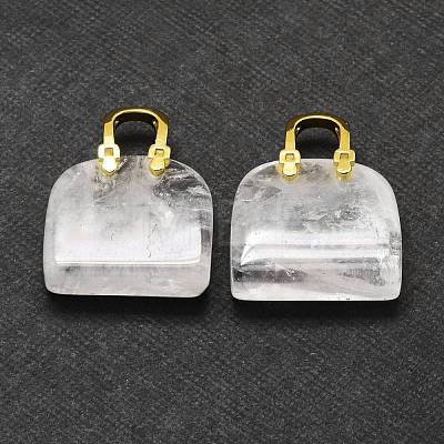 Natural Quartz Crystal Brass Pendants KK-E274-01G-09-1