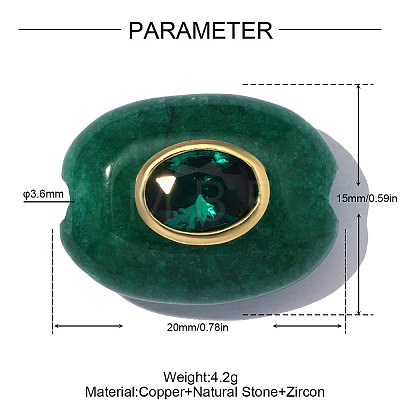 Brass Micro Pave Cubic Zirconia & Green Gemstone Beads GG-OY001-06G-04-1