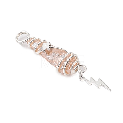 3Pcs 3 Styles Electroplated Natural Quartz Crystal Nuggets Copper Wire Wrapped Pendants PALLOY-JF03128-09-1