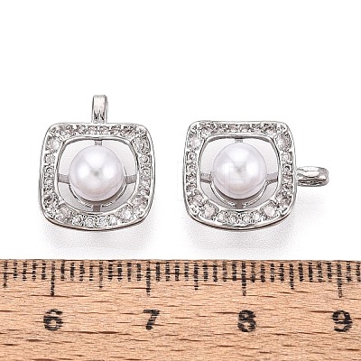 Brass Micro Pave Clear Cubic Zirconia Pendants KK-T080-57P-1