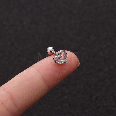 316L Surgical Stainless Steel Micro Pave Clear Cubic Zirconia Heart Cartilage Earrings WG9CD6D-19-1