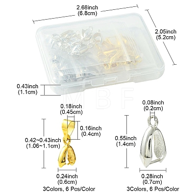 36Pcs 6 Style Grade AA Brass Ice Pick Pinch Bails for Pendant Making KK-FS0001-26-1