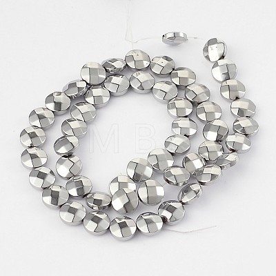 Electroplated Non-magnetic Synthetic Hematite Flat Round Bead Strands G-L368-06D-1