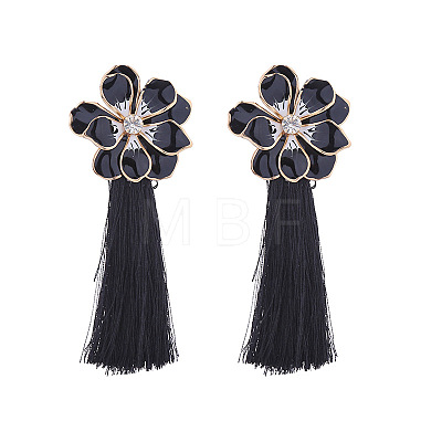 Bohemian Flower Alloy Enamel Tassel Stud Earrings FS-WGC9871-01-1